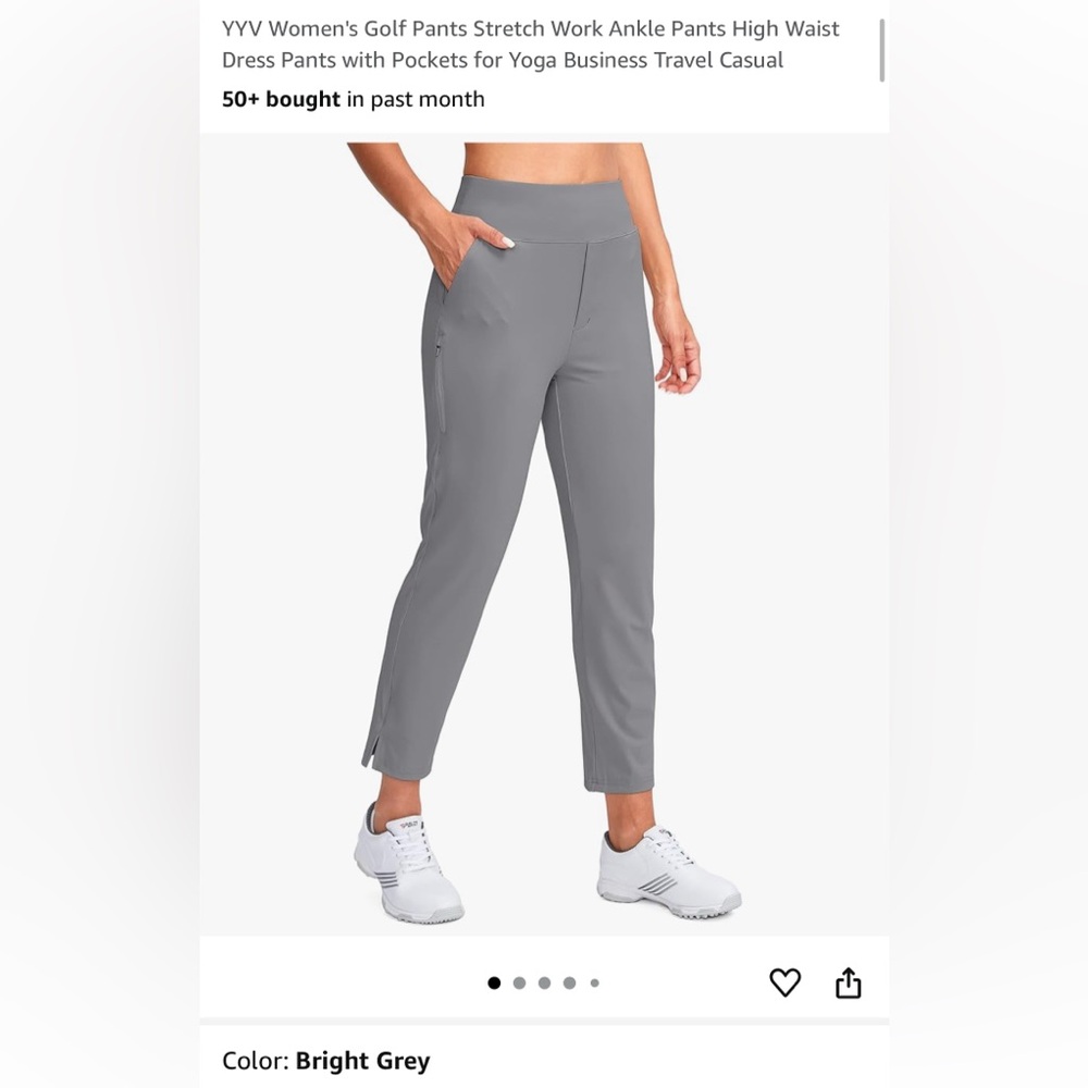 Gray Cropped Ankle Pants with Relaxed Fit - Picture 4 of 4
